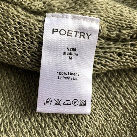 POETRY 100% Linen Knit Green Button Front Cardigan - Picture 3 of 6